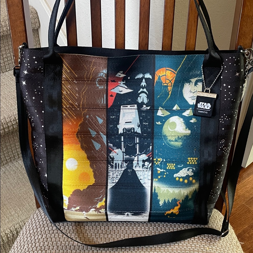 Harveys Disney Star Wars Black and Multicolor Poster Tote Bag